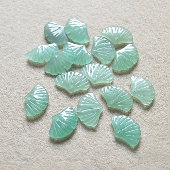 Natural Green Aventurine Pendants, Ginkgo Leaf Charms, 15x20x3~4mm
