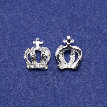 Crown Alloy Rhinestone Nail Art Cabochons, Nail Art Charms for Women DIY Manicures Decoration Accessories, Crystal, 11x9x4mm