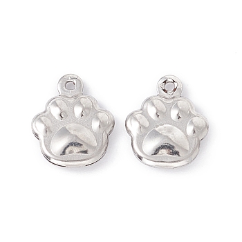 304 Stainless Steel Charms, Footprint, Stainless Steel Color, 12x10x3mm, Hole: 1mm