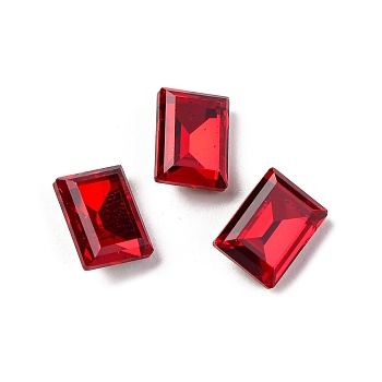 Glass Rhinestone Cabochons, Pointed Back & Back Plated, Faceted, Rectangle, Light Siam, 8x6x4mm