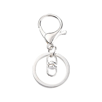 Iron Alloy Lobster Claw Clasp Keychain, Silver Color Plated, 68x30mm