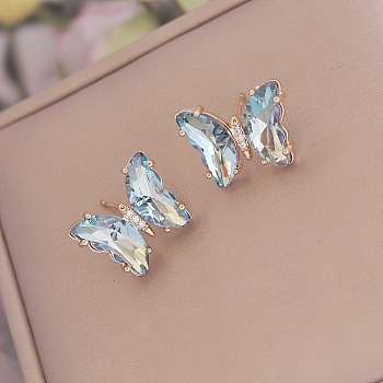 Fashionable Gradient Butterfly Earrings for Women, Stylish Stud Earrings, Golden