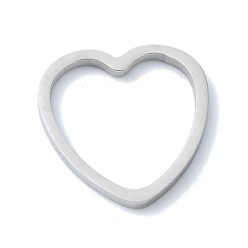 304 Stainless Steel Linking Rings, Heart, Stainless Steel Color, 11.5x12x1mm