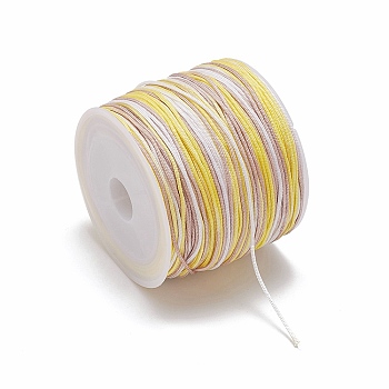 50M Segment Dyed Nylon Chinese Knotting Cord, for DIY Jewelry Making, Yellow, 0.8mm, about 54.68 Yards(50m)/Roll