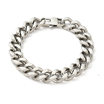 201 Stainless Steel Curb Chain Bracelet for Men Women, Stainless Steel Color, 8-1/2 inch(21.7cm)