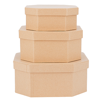 Paper Cardboard Jewelry Boxes, for Necklace, Earring, Stud, Rhombus, Peru, 13.5~19x13.5~19x5.5~8.2cm, 3pcs/set