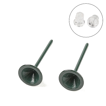 Hypoallergenic Bioceramics Zirconia Ceramic Stud Earrings, No Fading and Nickel Free, Cone, Dark Green, 6mm