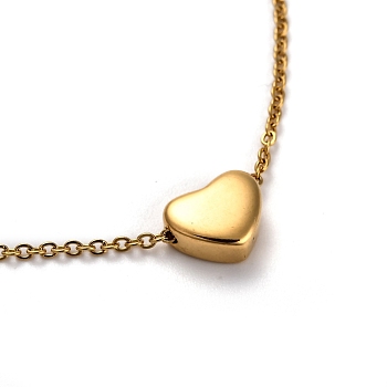 304 Stainless Steel Pendant Necklaces, with Cable Chains and Lobster Claw Clasps, Heart, Golden, 17.5 inch(44.5cm), 1.5mm