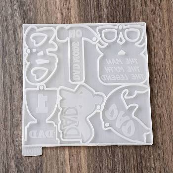 DIY Silicone Pendant Molds, Resin Casting Molds, Clay Craft Mold Tools, Square, White, 153x152x8mm, Hole: 4mm, Inner Diameter: 37~76x38~72mm