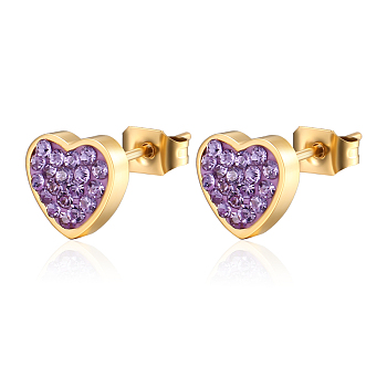 Elegant Stainless Steel Heart-shaped Stud Earrings for Women, Various Styles
