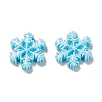 Opaque Resin Cabochons, Snowflake, Light Sky Blue, 18x16x4mm
