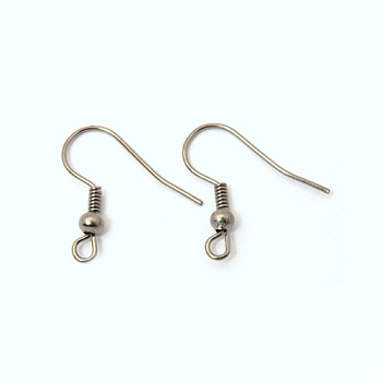 Brass Earring Wire Hooks, with Horizontal Loop with Beads, Platinum, 19mm, Hole: 1.5mm, Pin: 0.7mm