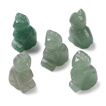 Natural Green Aventurine Carved Healing Figurines, Reiki Energy Stone Display Decorations, Cat, 18x12~12.5x25mm