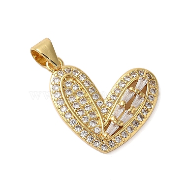 Real 18K Gold Plated Clear Heart Brass+Cubic Zirconia Pendants