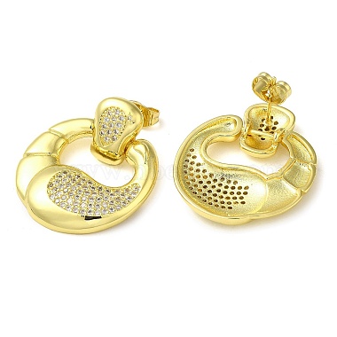 Double Corn Brass Dangle Stud Earrings with Cubic Zirconia(EJEW-G373-02G)-2