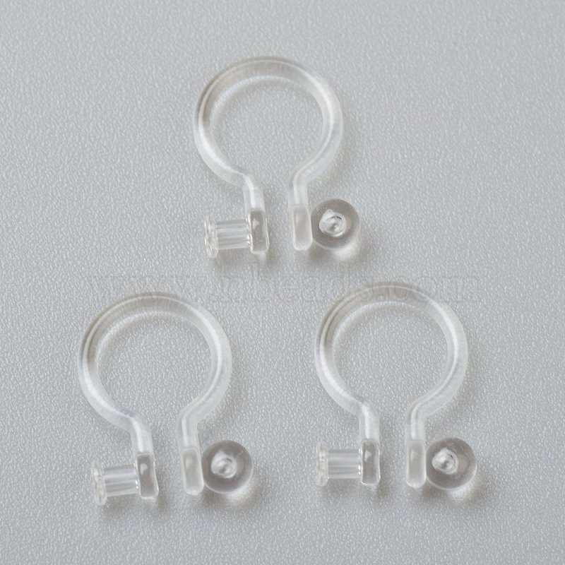 Plastic Clip-on Earring Findings, for Non-pierced Ears, Clear