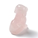Figurines de chien de guérison sculptées en quartz rose naturel(DJEW-F025-01E)-3