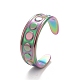 Ion Plating(IP) Rainbow Color 304 Stainless Steel Flat Round Pattern Open Cuff Ring for Women(RJEW-C025-01M)-1
