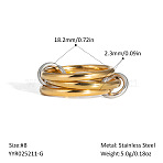 Stainless Steel Interlocking Stackable Rings for Women, Real Gold Plated & Stainless Steel Color, 2.3mm, Inner Diameter: 18.2mm(UZ3433-1)