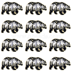 12Pcs Alloy Enamel Brooches, Enamel Pin, with Butterfly Clutches, Bear with Snow Mountain, Black, Golden, 17.5x28.5mm(JEWB-WR0001-13)