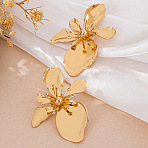 Flower Alloy Stud Earrings, Golden, 50x38mm(FS-WG68E55-02)