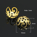 Iron Bead Caps, Golden, 10x4mm, Hole: 1mm, about 600pcs/50g(X-IFIN-D040-G)