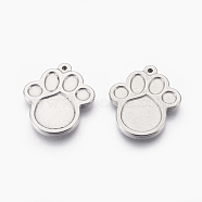 304 Stainless Steel Pendants, Dog Footprint, Stainless Steel Color, 29x24.5x2.8mm, Hole: 1.5mm(STAS-L212-002P)