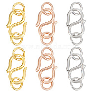 6Pcs 3 Colors 925 Sterling Silver S-Hook Clasps, Connector Components for Jewelry Making, with 925 Stamp, Mixed Color, 9x6x1.4mm, 2pcs/color(FIND-GO0001-44A)