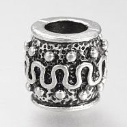 Tibetan Style Alloy European Beads, Large Hole Beads, Cadmium Free & Lead Free, Column, Antique Silver, 10x9mm, Hole: 5mm, about 360pcs/1000g(TIBE-S310-085AS-LF)