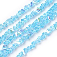 Electroplate Glass Bead Strands, AB Color Plated, Faceted, Triangle, Deep Sky Blue, 3~3.5x2~3x2~3mm, Hole: 0.7mm, about 176~180pcs/strand, 13.4~15.3 inch(34~39cm)(GLAA-F092-A04)