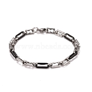304 Stainless Steel Oval Link Chains Bracelet, Two Tone Highly Durable Bracelet for Men Women, Electrophoresis Black & Stainless Steel Color, 8-1/2 inch(21.7cm)(STAS-E160-08EBP)