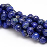 Natural Lapis Lazuli Round Beads Strands, Dyed, 8mm, Hole: 1mm, about 46pcs/strand, 15.5 inch(X-G-I181-10-8mm)
