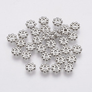 Alloy Daisy Spacer Beads, Flower, Platinum, 5x1.5mm, Hole: 1.8mm(PALLOY-L166-31P)