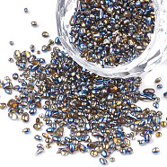 Plated Glass Seed Beads, For Nail Art Decoration Accessories, No Hole/Undrilled, Chip, Dodger Blue, 1.5~5x1.5~2x1.5~2mm, about 450g/bag(SEED-S016-07)