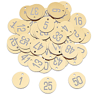 50Pcs Plastic Number Sign Labels, Numbered Tags, ID Tags, Numbered Indicator, Num.1-50, Gold, 30x1mm, Hole: 2.5mm(FIND-NB0002-64)