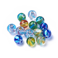 Handmade Silver Foil Lampwork Beads, Round, Mixed Color, 10~13mm, Hole: 1.6mm(FOIL-L017-003)