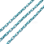 Spray Painted Brass Cable Chain, with Spool, Unwelded, Dark Turquoise, 3.5x2x1mm, 32.8 Feet(10m)/roll(CHC-H103-05A)
