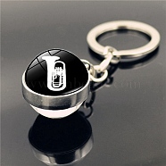 Musical Instruments Keychain, with Glass Round Pendants, Black, 8cm(PW-WG34759-07)