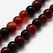 Natural Agate Beads Strands, Dyed & Heated, Round, 8~8.5mm, Hole: 1mm, about 48pcs/strand, 15.1 inch(G-F417-07-8mm)
