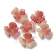 Two-tone Opaque Acrylic Bead Caps, Gradient Color, Flower, Indian Red, 23x21.5x8.5mm, Hole: 1.6mm(OACR-G034-03H)
