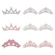 9Pcs 6 Styles Crown Non-woven Fabric Appliques, with Crystal AB Glass Rhinestone, Ornament Accessories, Mixed Color, 37~45x84~102x2~3mm(DIY-FG0004-43)