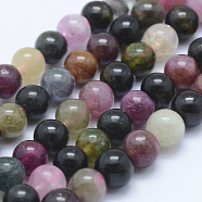 Natural Tourmaline Beads Strands, Round, 4mm, Hole: 1mm, about 99pcs/strand, 15.7 inch(40cm)(G-J373-08-4mm)