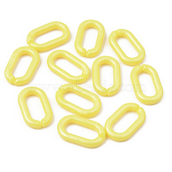 Opaque Acrylic Linking Rings, Quick Link Connectors, For Jewelry Cable Chains Making, Oval, Yellow, 27x16x4mm, Inner Diameter: 19x8mm, about 490pcs/500g(OACR-S038-004B-A04)