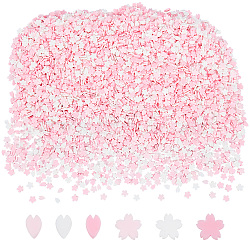 Handmade Polymer Clay Cabochons, Sakura, Pink, 4.5~5x4~5x0.6~1mm, 100g, about 5700pcs/box(CLAY-CP0001-02)