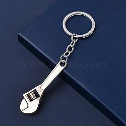 Alloy Pendant Keychain, with Key Rings, Adjustable Wrench, Platinum, 12x2cm(KEYC-PW0002-071F)