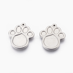 Tarnish Resistant 304 Stainless Steel Pendants, Dog Footprint, Stainless Steel Color, 29x24.5x2.8mm, Hole: 1.5mm(STAS-L212-002P)