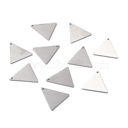 304 Stainless Steel Pendants, Double Side Drawbench, Stamping Blank Tag, Triangle, Stainless Steel Color, 20x20x1mm, Hole: 1.5mm(STAS-F271-08D-P)