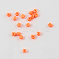 Baking Paint Glass Seed Beads, Orange, 4~5x3~4mm, Hole: 1~2mm(SEED-S004-Y3)