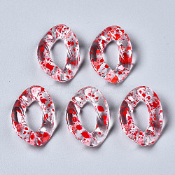 Transparent Spray Paint Acrylic Linking Rings, Quick Link Connectors, for Curb Chains Making, Twist, Red, 29.5x20x6mm, Inner Diameter: 8x16mm(X-TACR-Q276-001D)