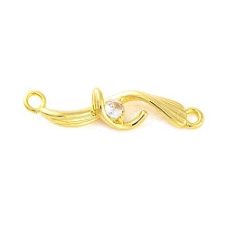 Brass Pave Clear Cubic Zirconia Connector Charms, Flower Links, Real 18K Gold Plated, 23x5x3.5mm, Hole: 1.4mm(KK-Z051-03G)